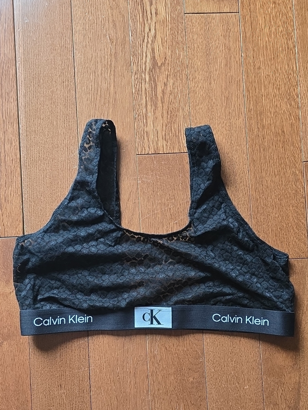 Calvin Klein Black Lace Logo-Band Bralette